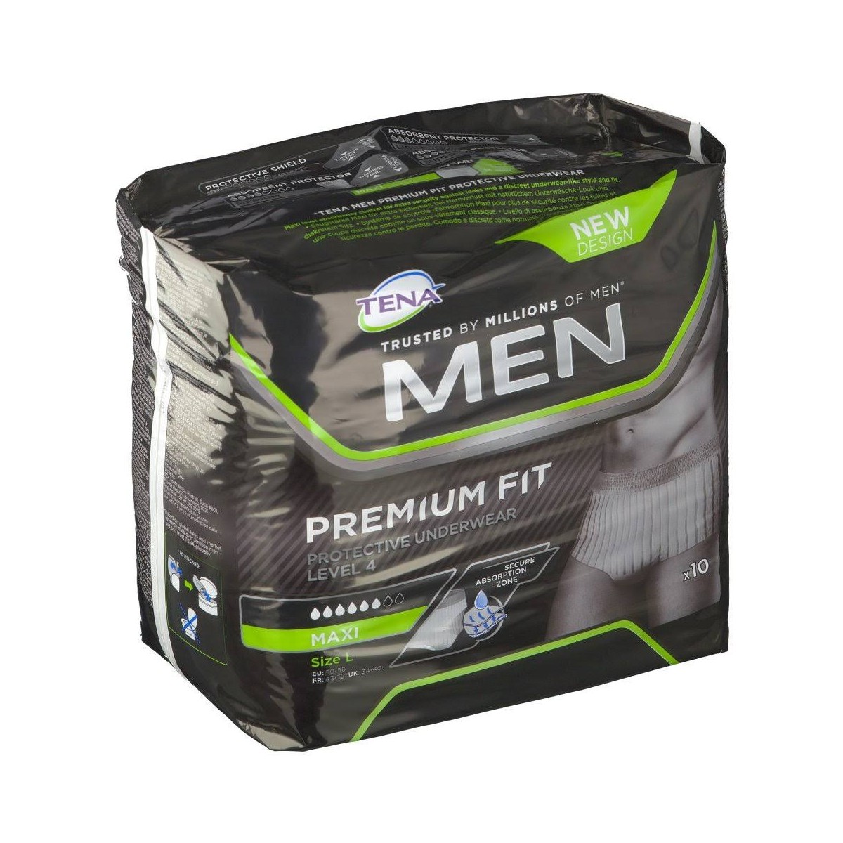 Tena Men Premium Fit Protective Underwear Level 4, Talla L 10 7322540886238